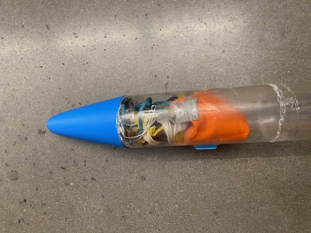Nose cone and payload section of the rocket