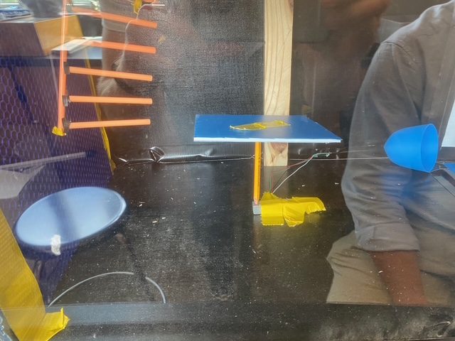 Test object on the stand inside the tunnel